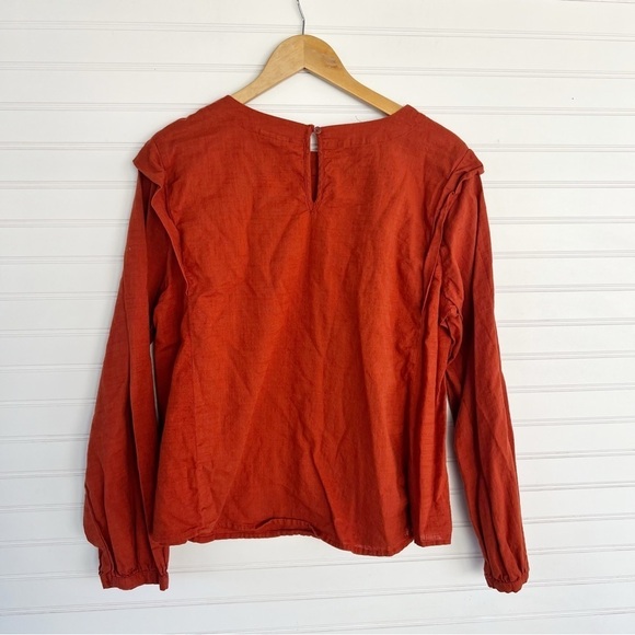 A.n.a long sleeve ruffle blouse Size Large - Picture 2 of 9